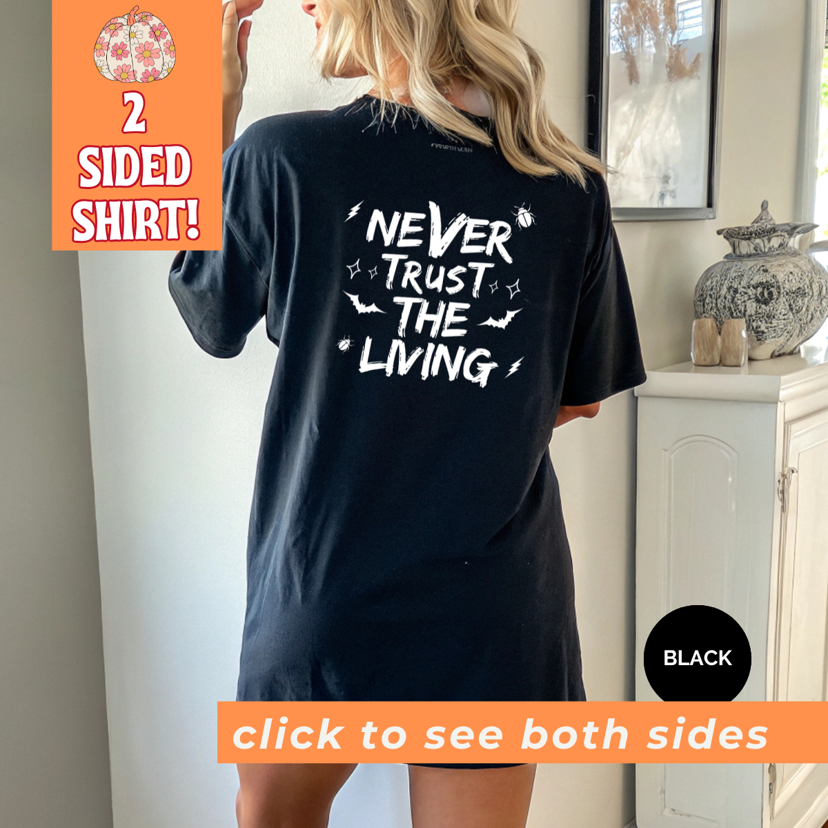 2-Sided Never Trust Coquette Comfort Colors Halloween Shirt