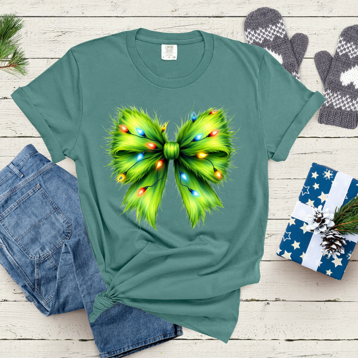 Grinch Bow Comfort Colors® Christmas Shirt