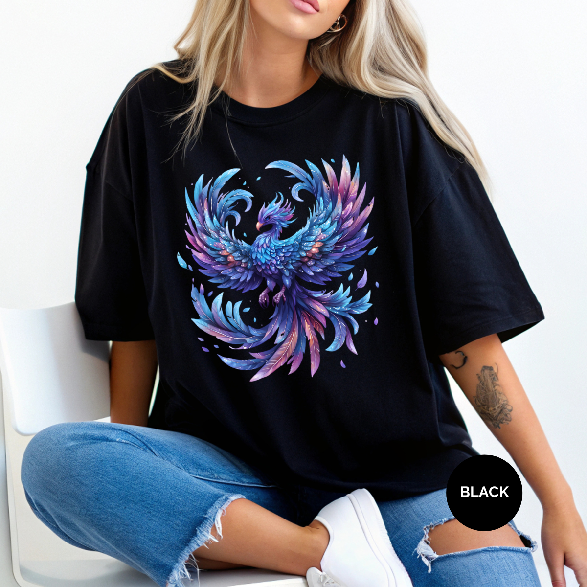Blue Phoenix Rising FULL FRONT Comfort Colors Halloween Shirt