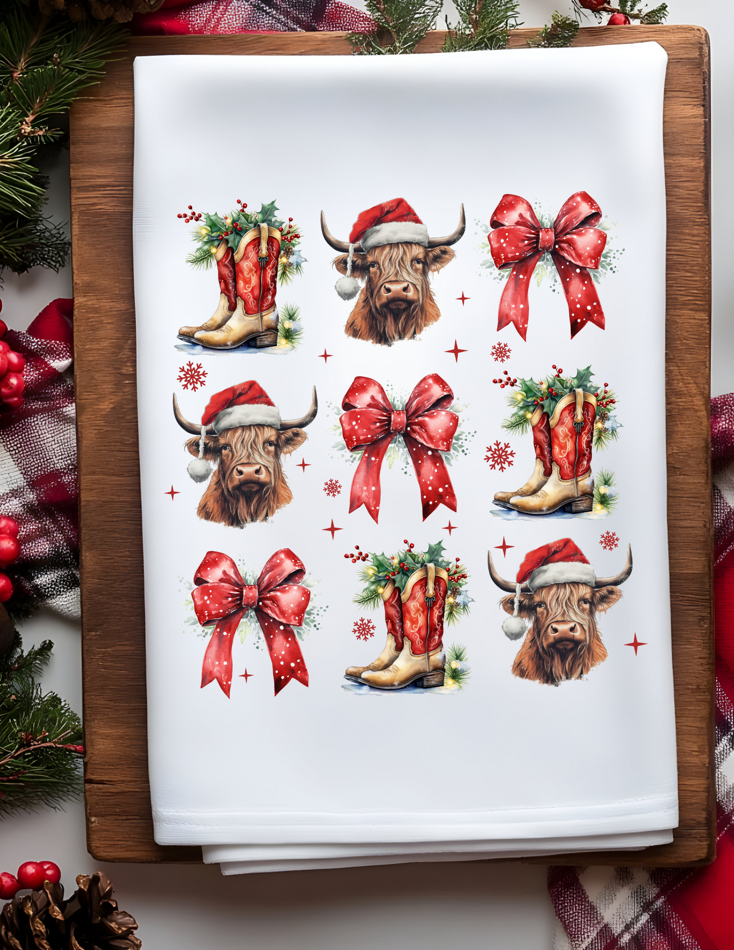 Plush Christmas Waffle Kitchen Towels