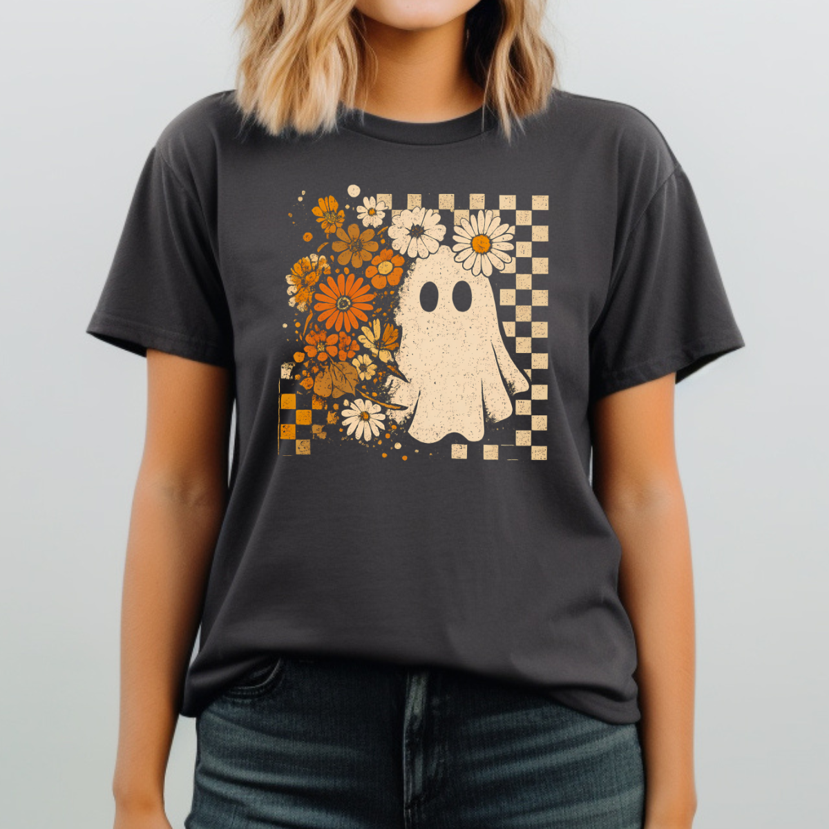 Checkered Ghost Coquette Comfort Colors Halloween Shirt