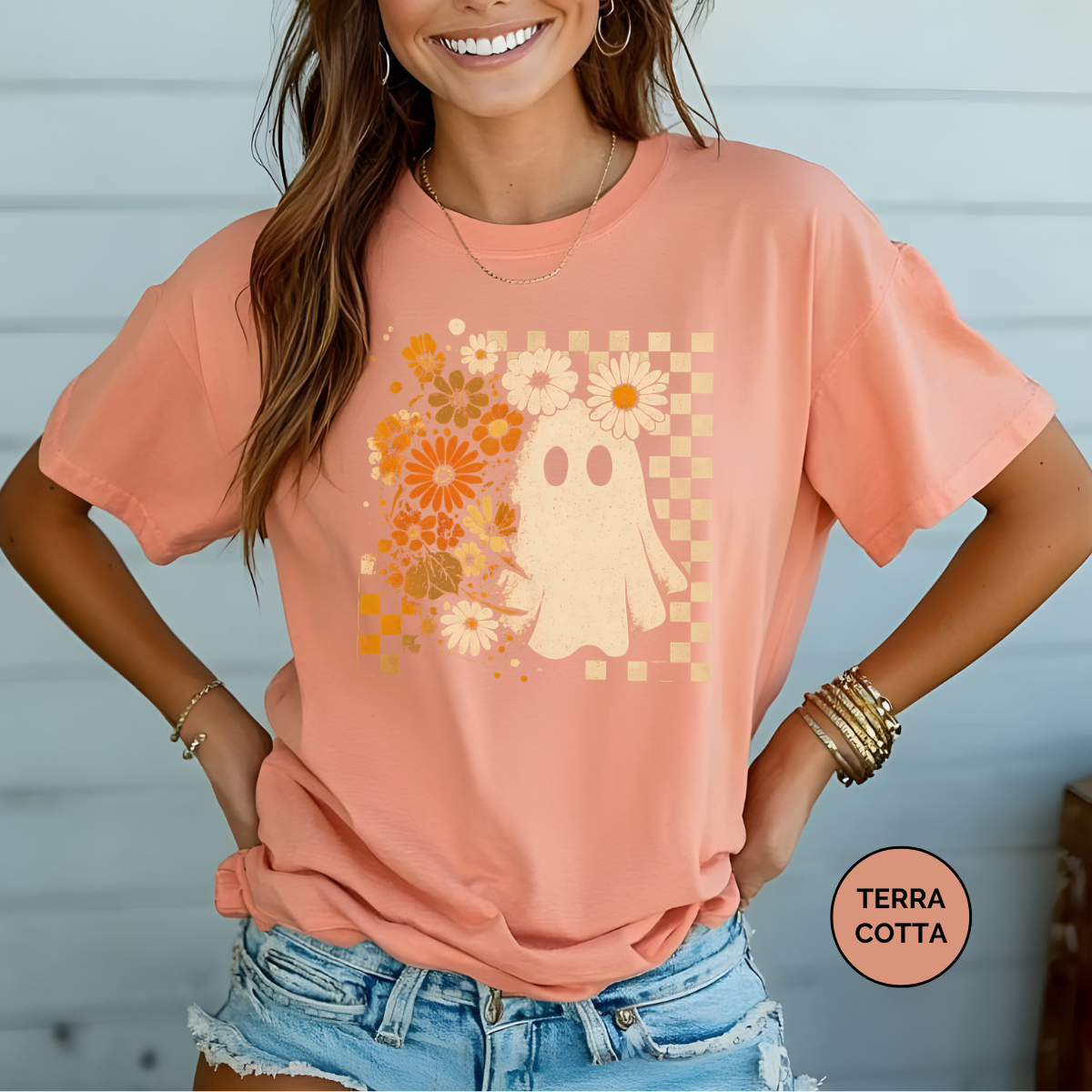 Checkered Ghost Coquette Comfort Colors Halloween Shirt