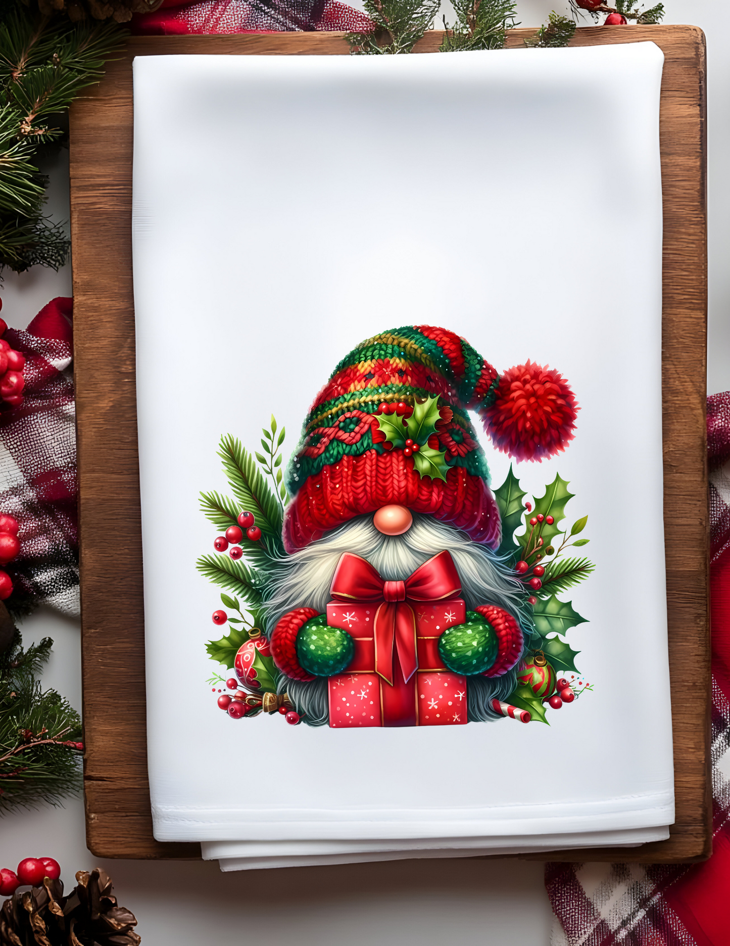Gnome Home Christmas Plush Waffle Kitchen Towel