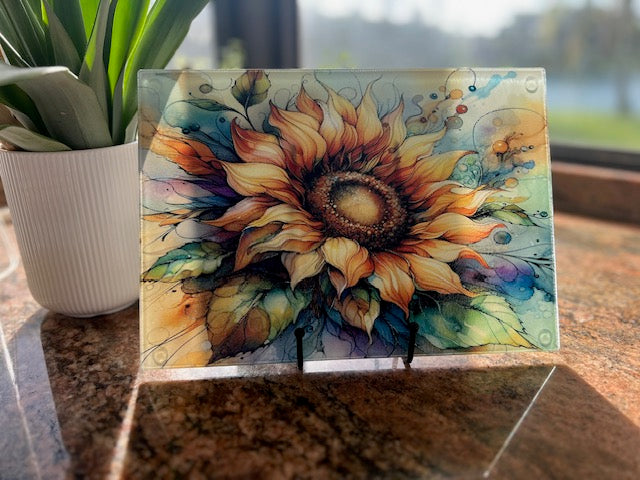 Glass Cutting Board Trivet- Blue Magic