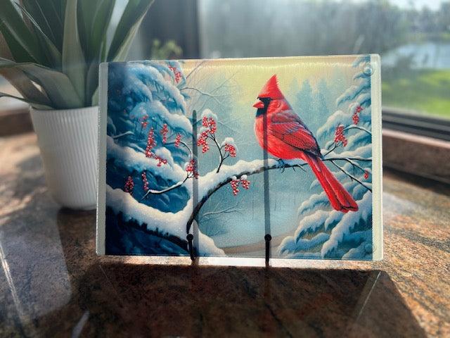 Glass Cutting Board Trivet- Winter Wonderland Christmas Cutting Board