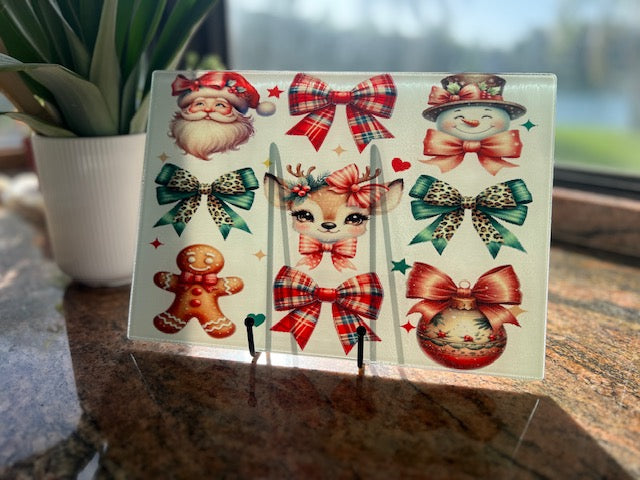 Glass Cutting Board & Trivet - Highland Holidays Christmas Cutting Board