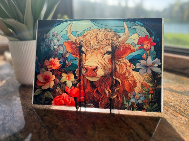 Glass Cutting Board & Trivet - Pretty Poinsetta Christmas Cutting Board