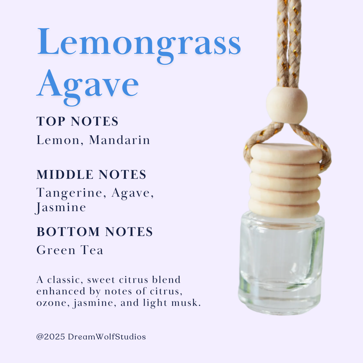 Lemongrass Agave Car Diffuser