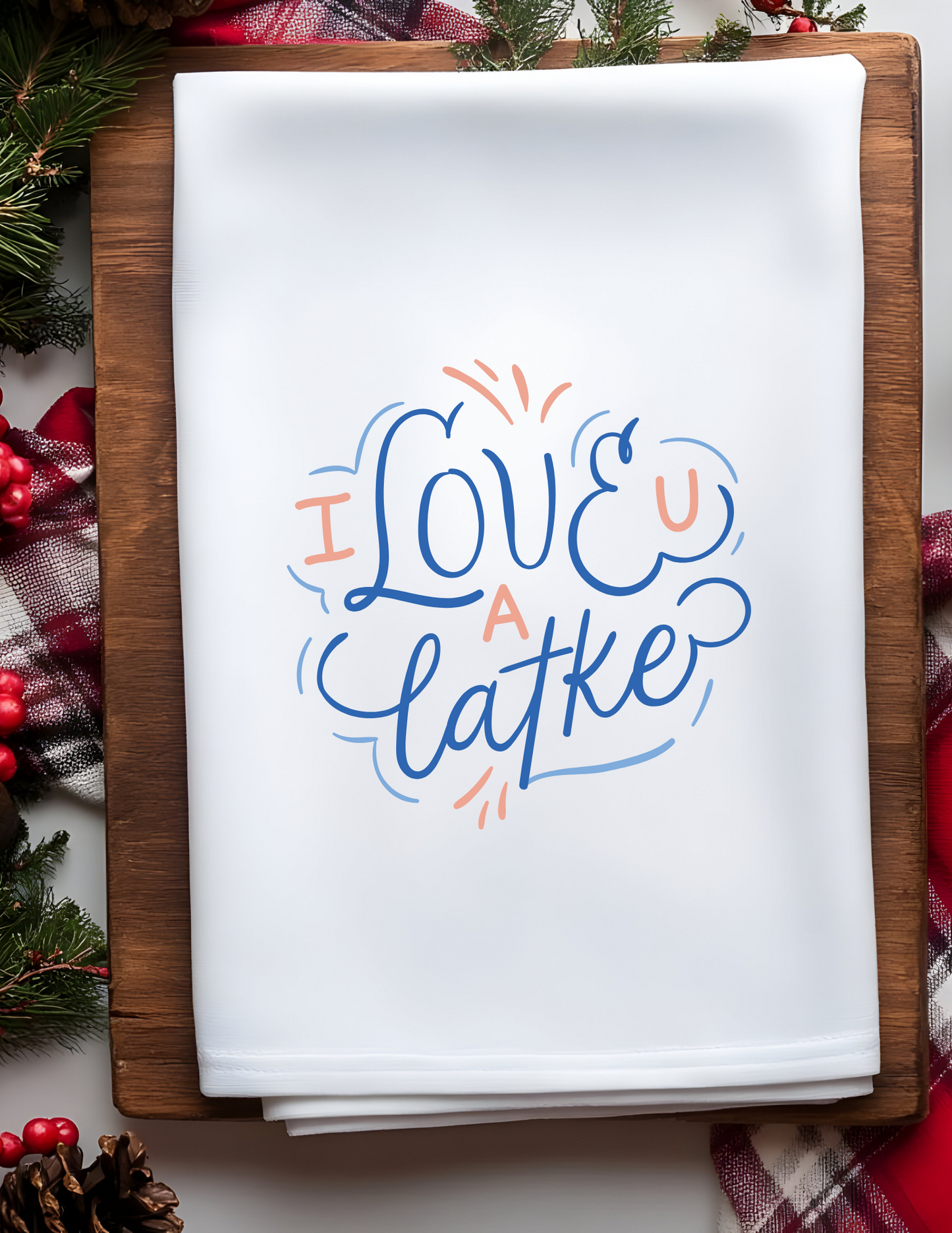 Love You Latke Plush Waffle Kitchen Towel