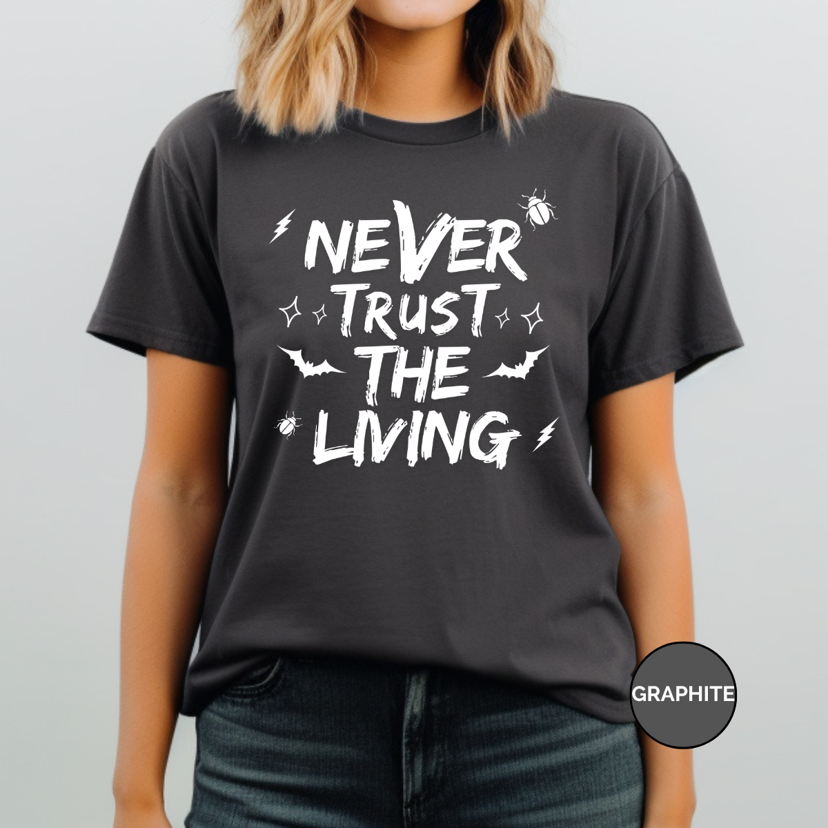 Never Trust The Living Coquette Comfort Colors Halloween Shirt