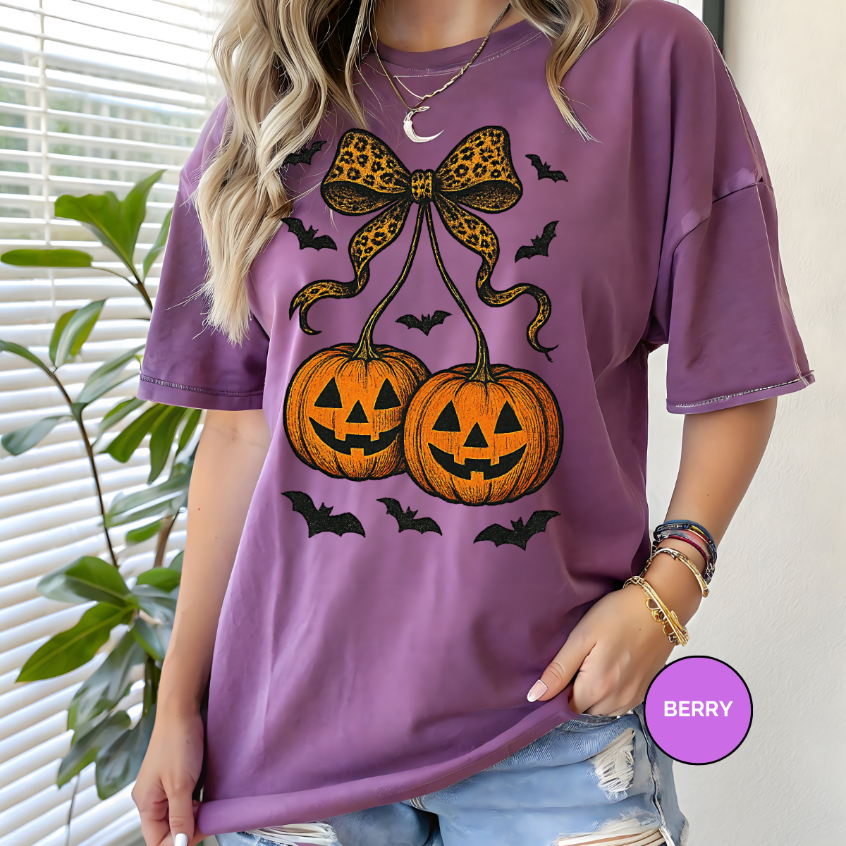 Pumpkin Cherries Comfort Colors Halloween Shirt, Women's Halloween Shirt, Cute Fall Shirt, Spooky Season Shirt, Gift For Halloween