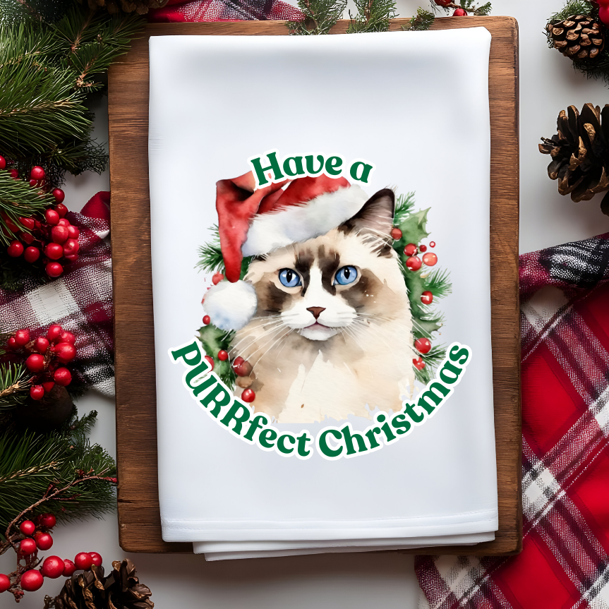Christmas Cats Waffle Towel