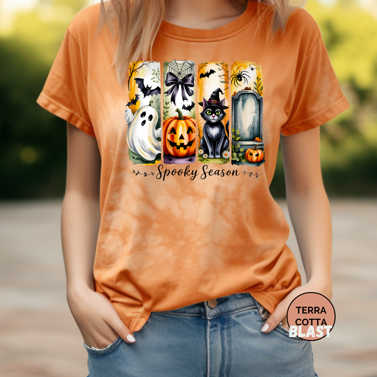 Spooky Season Brushstroke Comfort Colors Halloween Shirt, Women's Halloween Shirt, Cute Fall Shirt, Spooky Season Shirt, Gift For Halloween