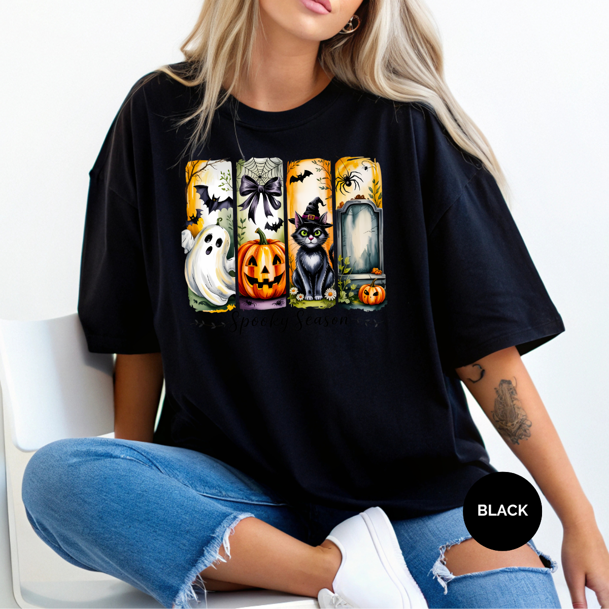 Spooky Season Brushstroke Comfort Colors Halloween Shirt, Women's Halloween Shirt, Cute Fall Shirt, Spooky Season Shirt, Gift For Halloween
