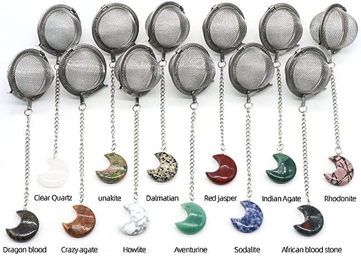 Tea Strainer with Gemstone Moon Crystal
