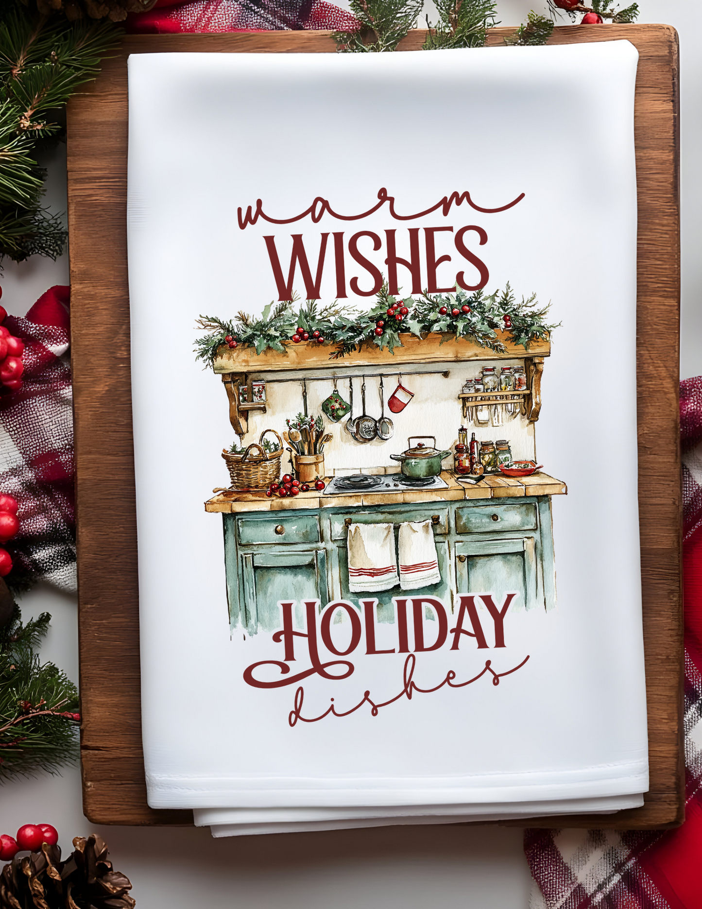 Plush Christmas Waffle Kitchen Towels