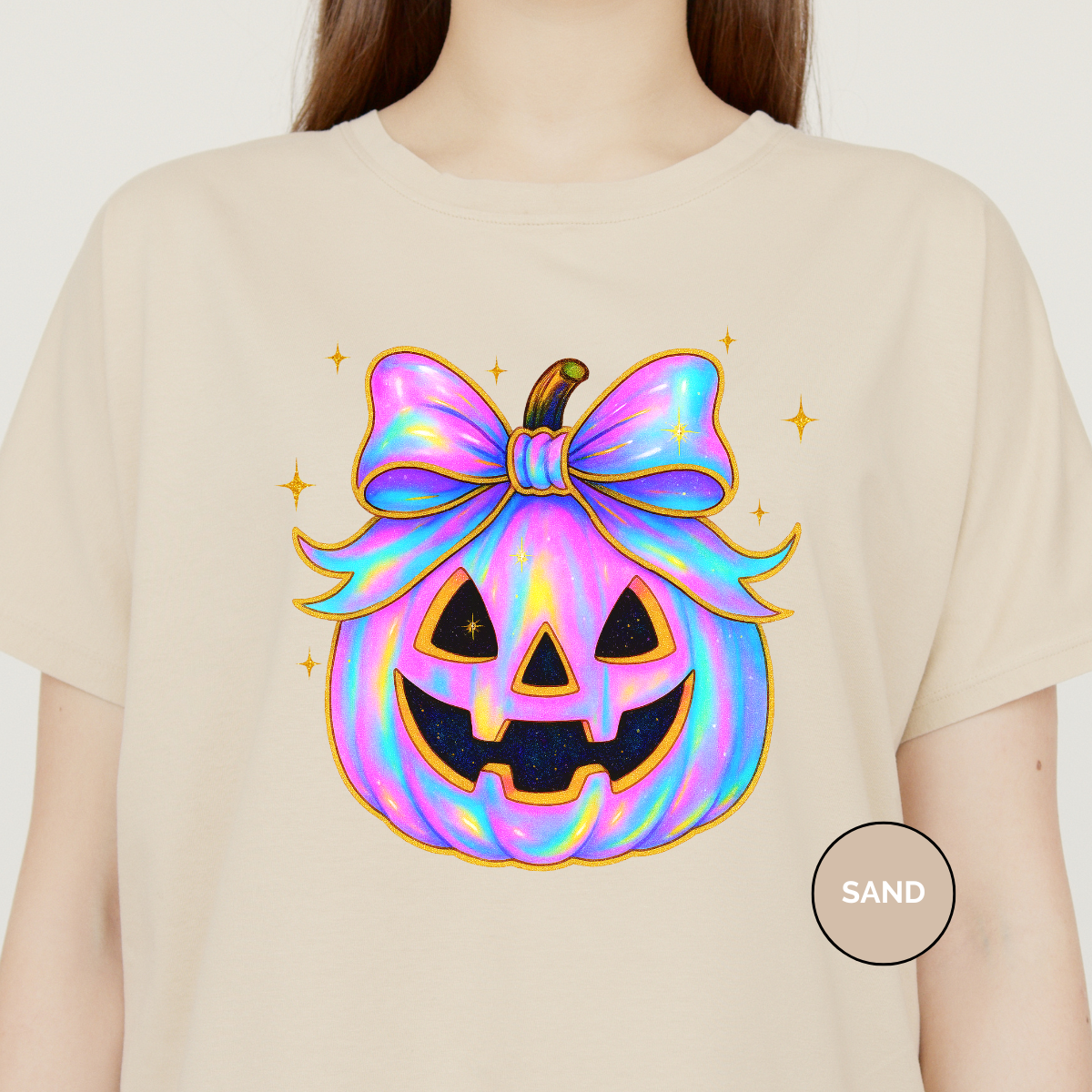 Iridescent Pumpkin Girl Coquette Comfort Colors Halloween Shirt