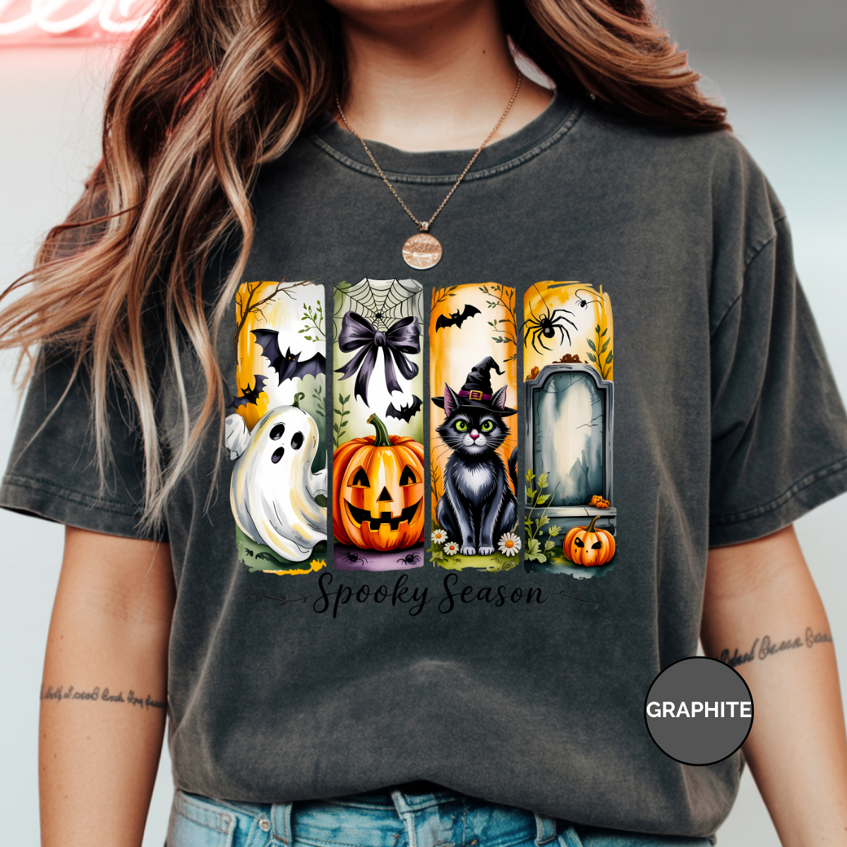 Spooky Season Brushstroke Comfort Colors Halloween Shirt, Women's Halloween Shirt, Cute Fall Shirt, Spooky Season Shirt, Gift For Halloween