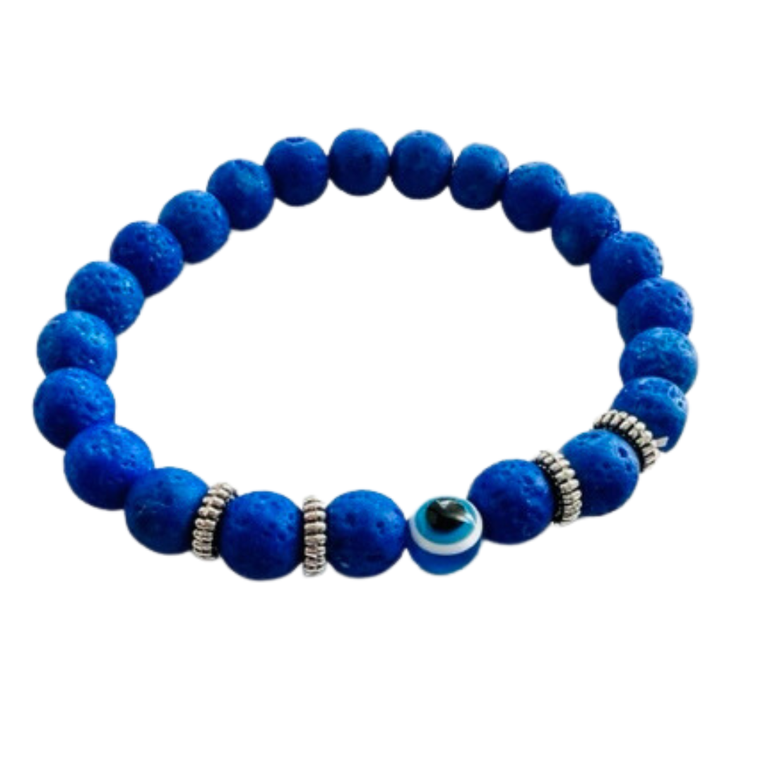 Evil Eye Lava Bead Bracelet