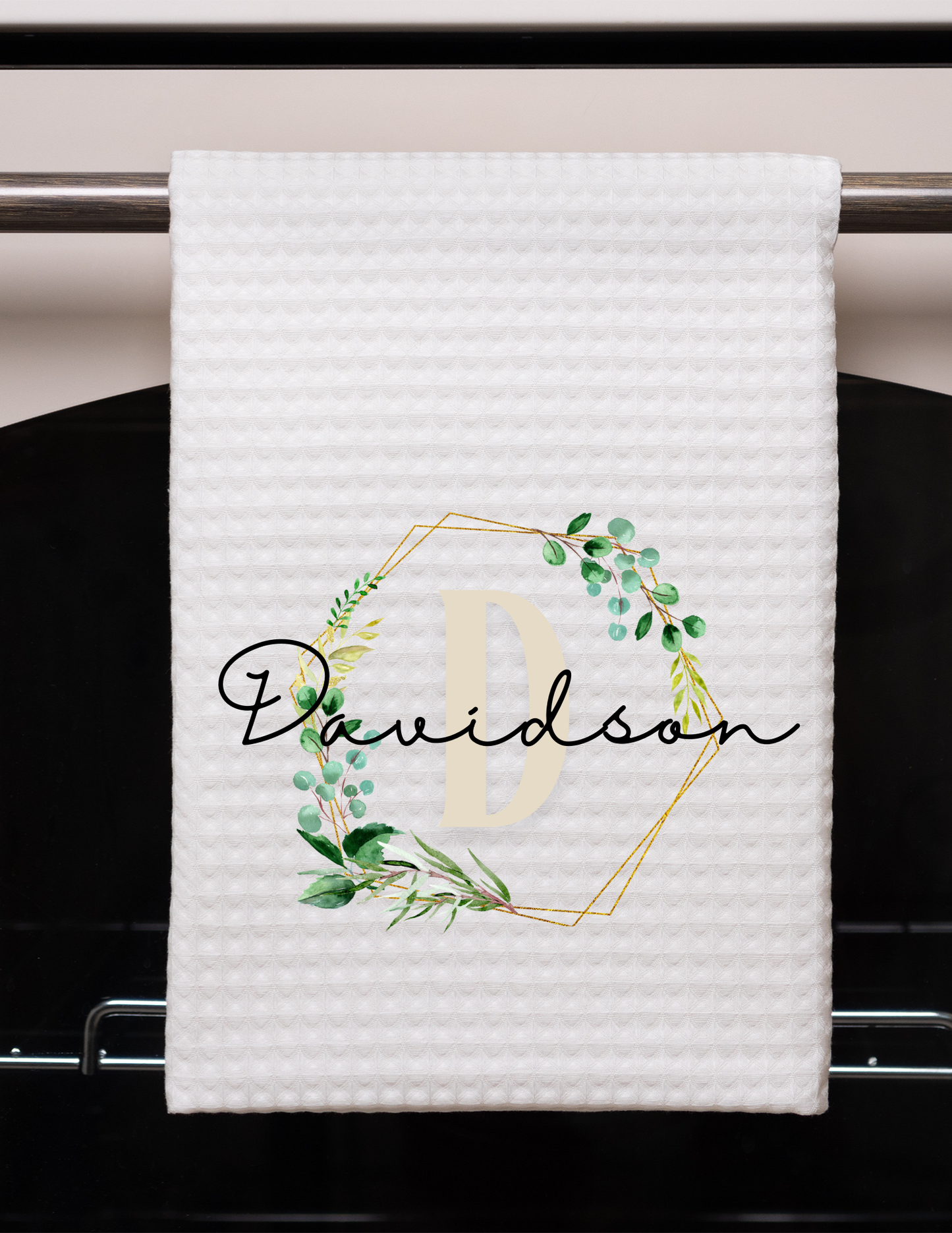 Personalized Gold Monogram Waffle Weave Towel