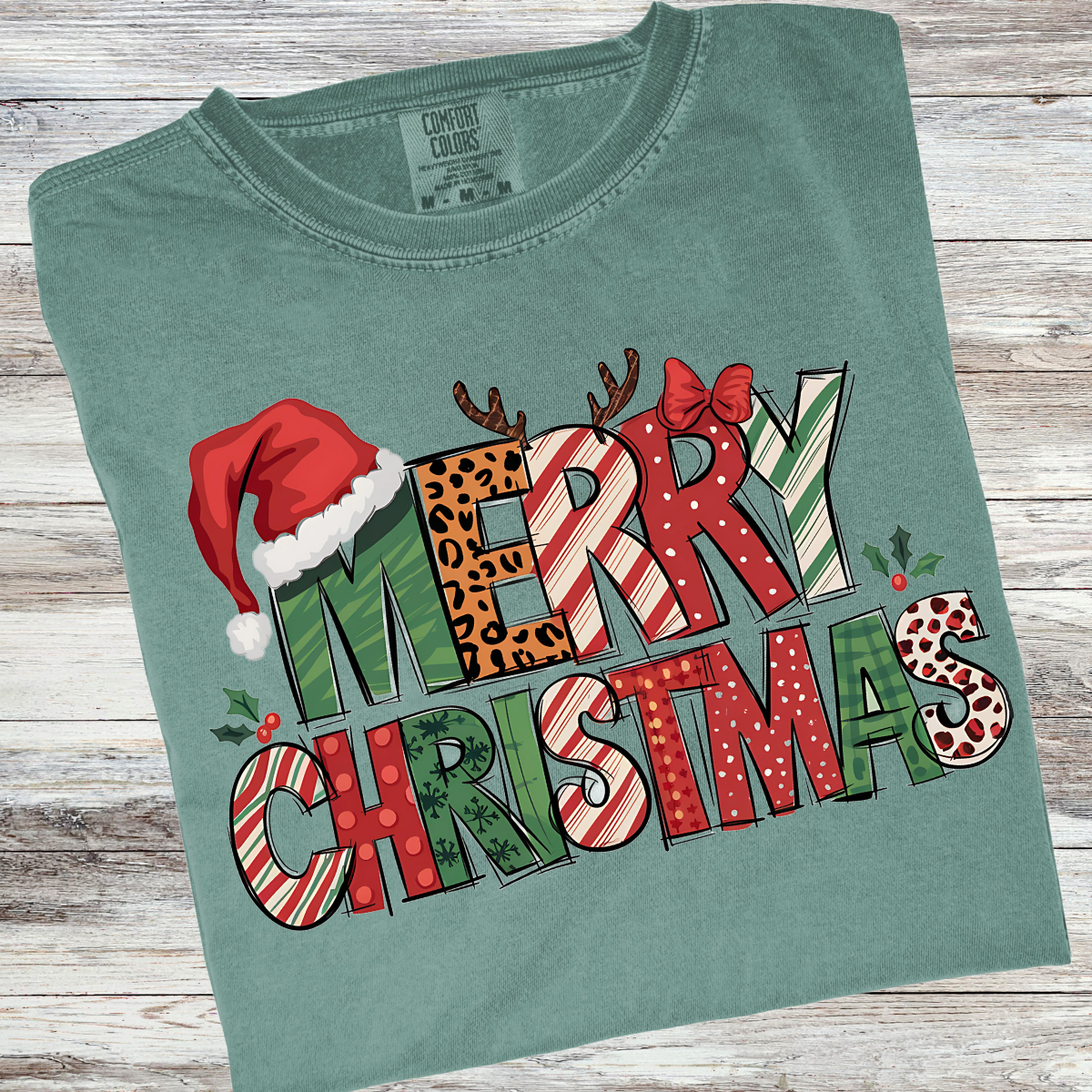 Merry Christmas Ribbon Comfort Colors® Christmas Shirt