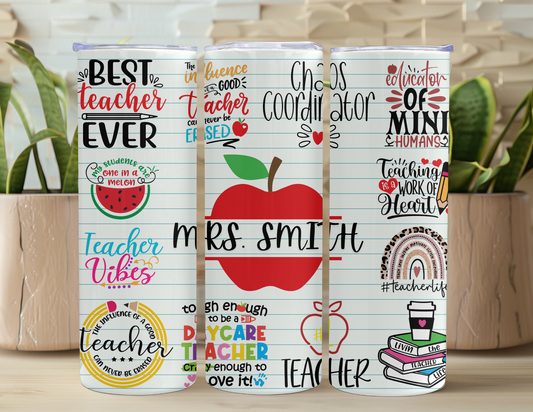 3D Teacher Tumbler Traveler Gift Set