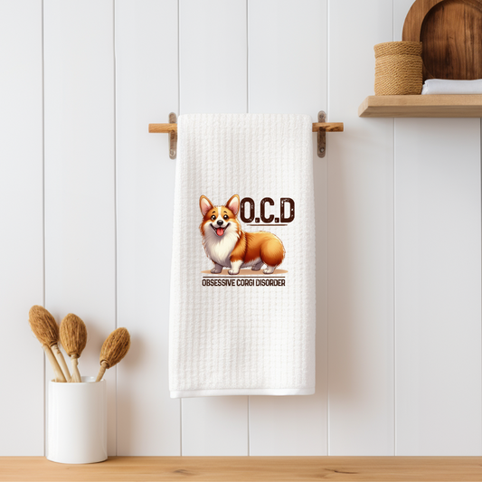 Corgi Funny Dog Pun Waffle Towel | Merry Christmas Hand Towel, Kitchen Towel, Hand Towel,