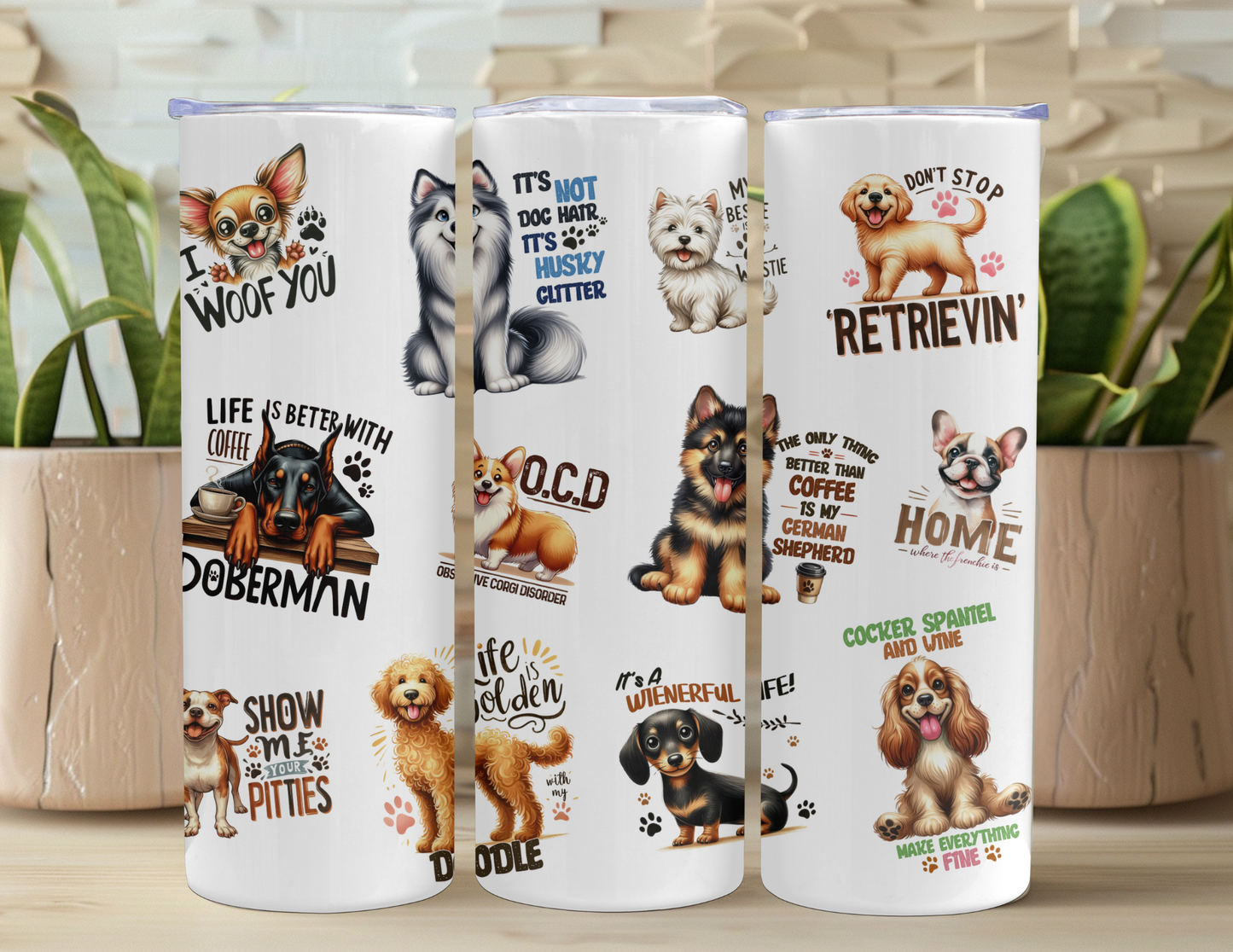 Letters With Dogs Tumbler Traveler Gift Set