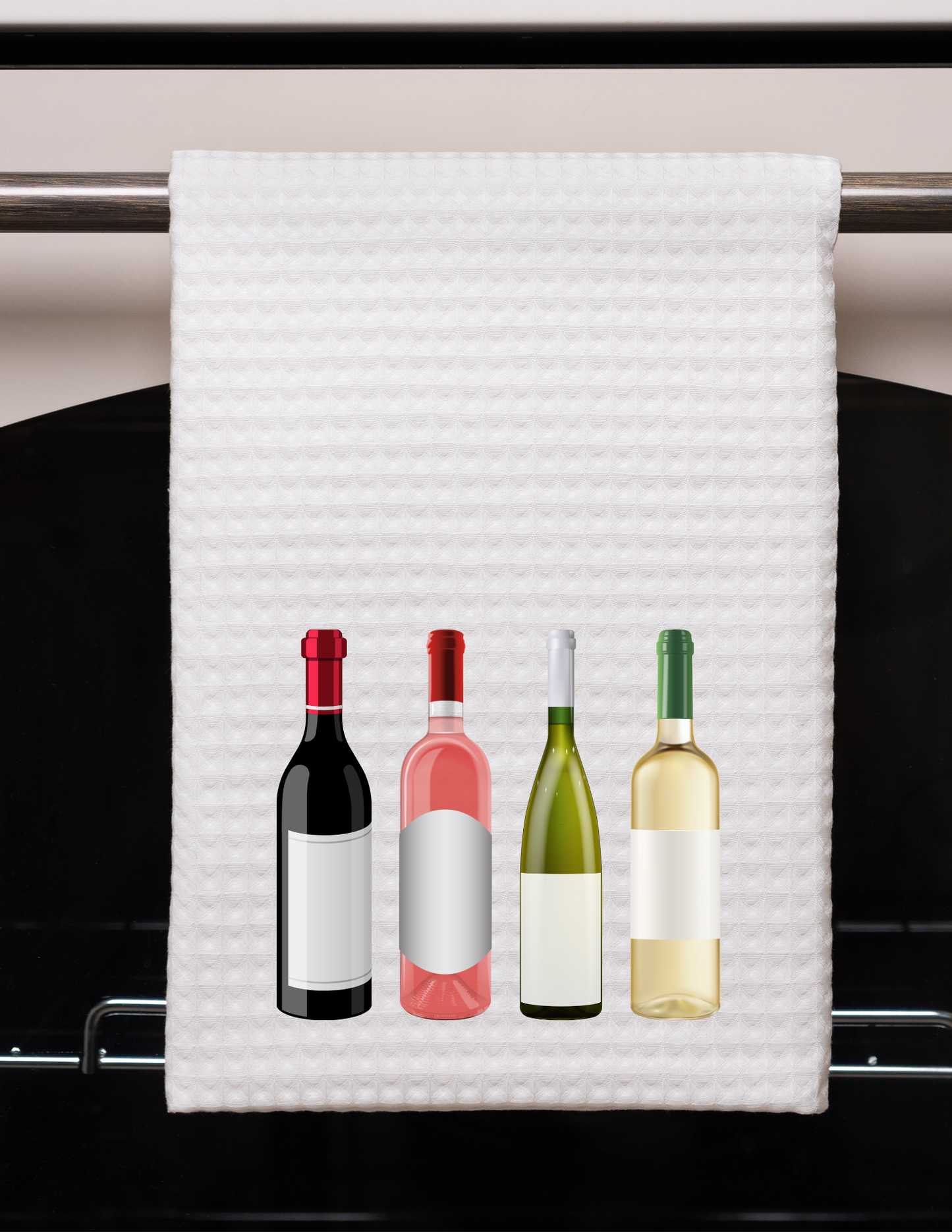 Wine Bottles Waffle Weave Towel