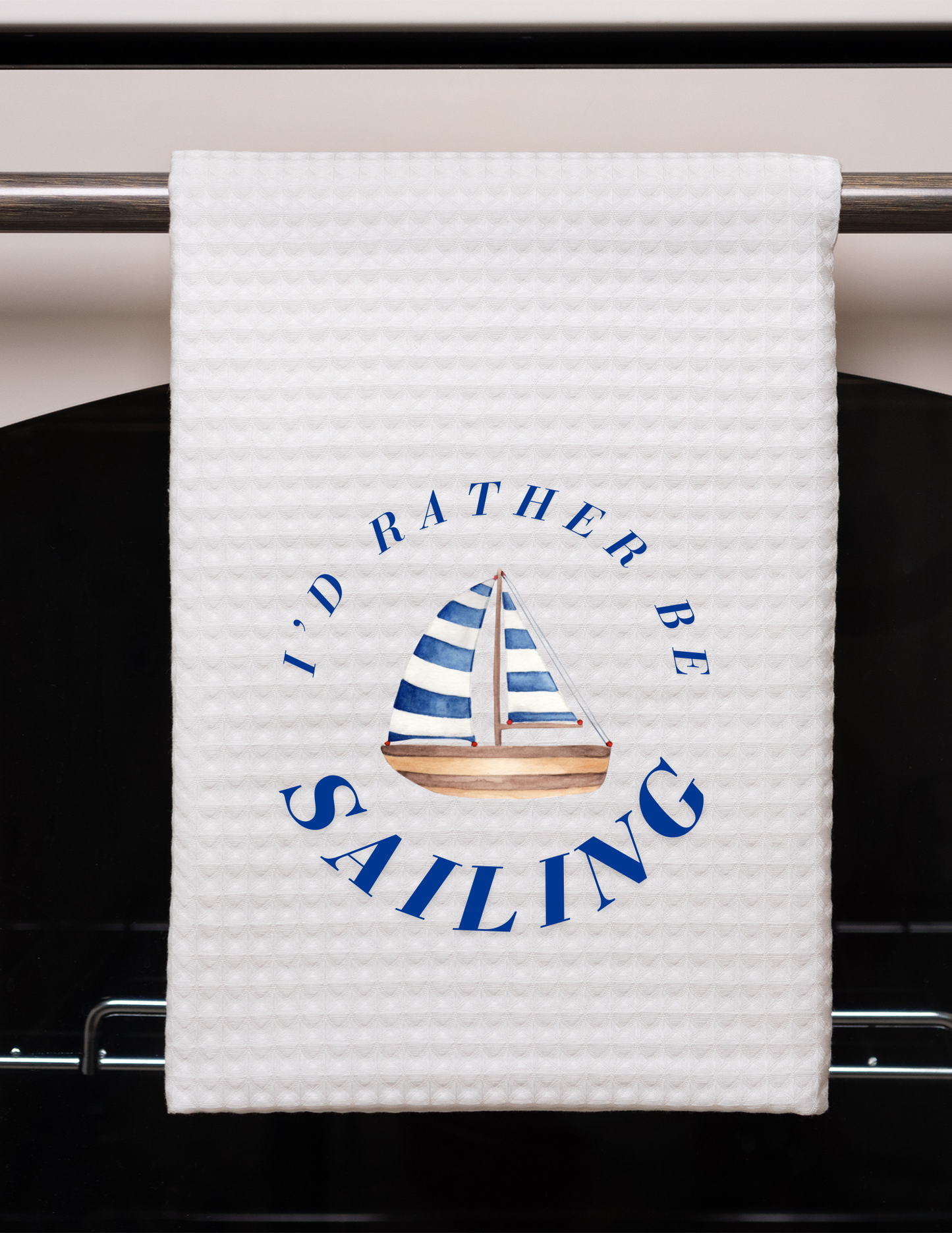 Rather Be Sailing Waffle Weave Towel