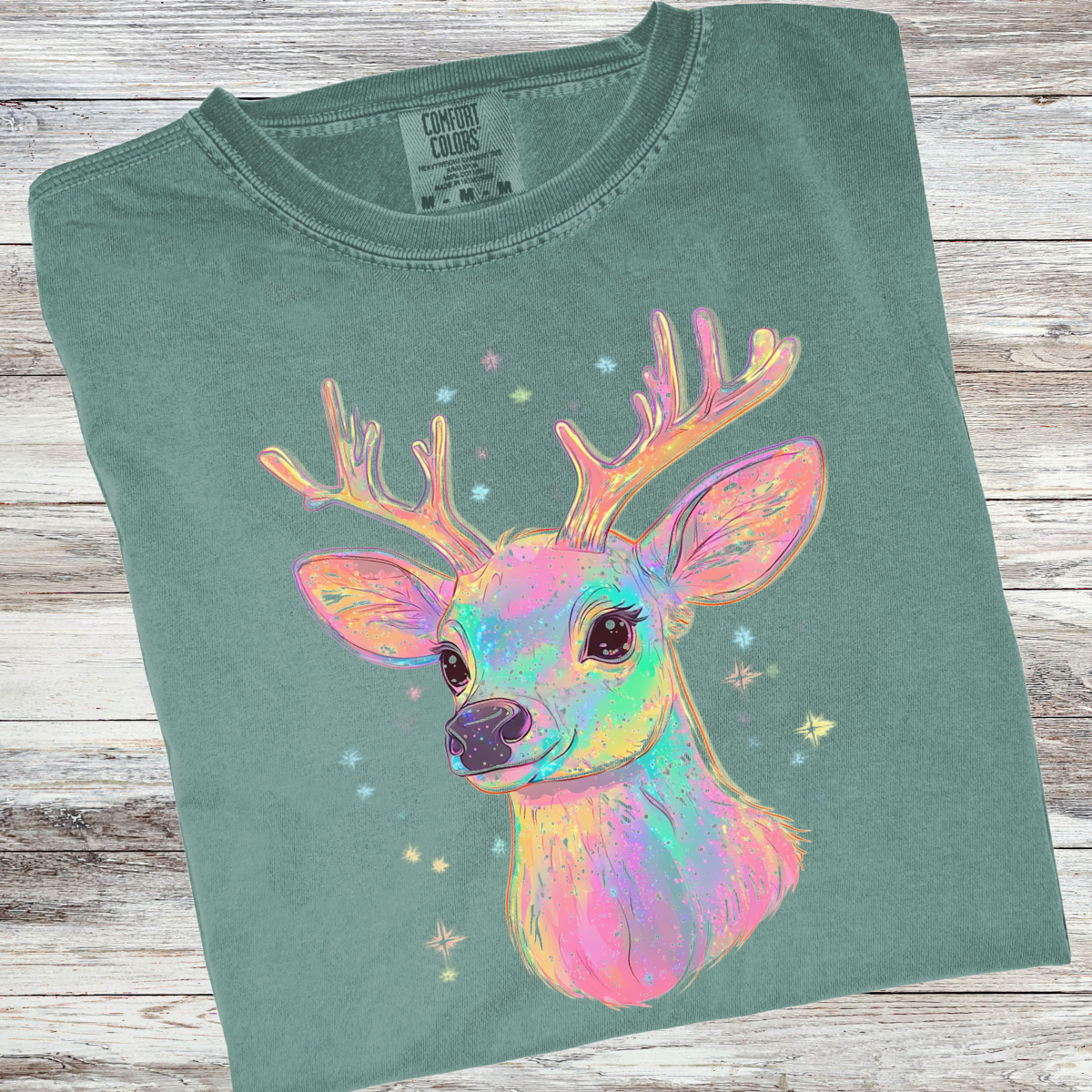 Iridescent Reindeer Comfort Colors® Christmas Shirt