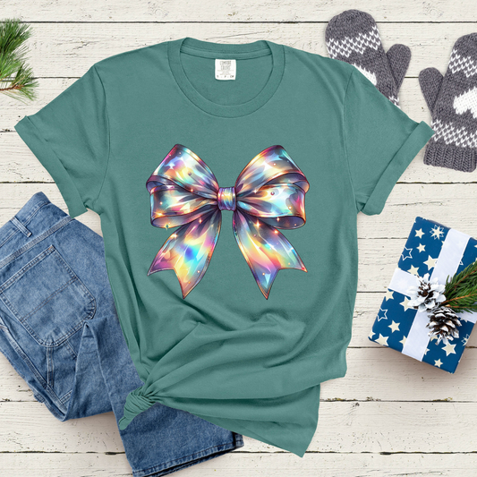 Iridescent Bow Comfort Colors® Christmas Shirt