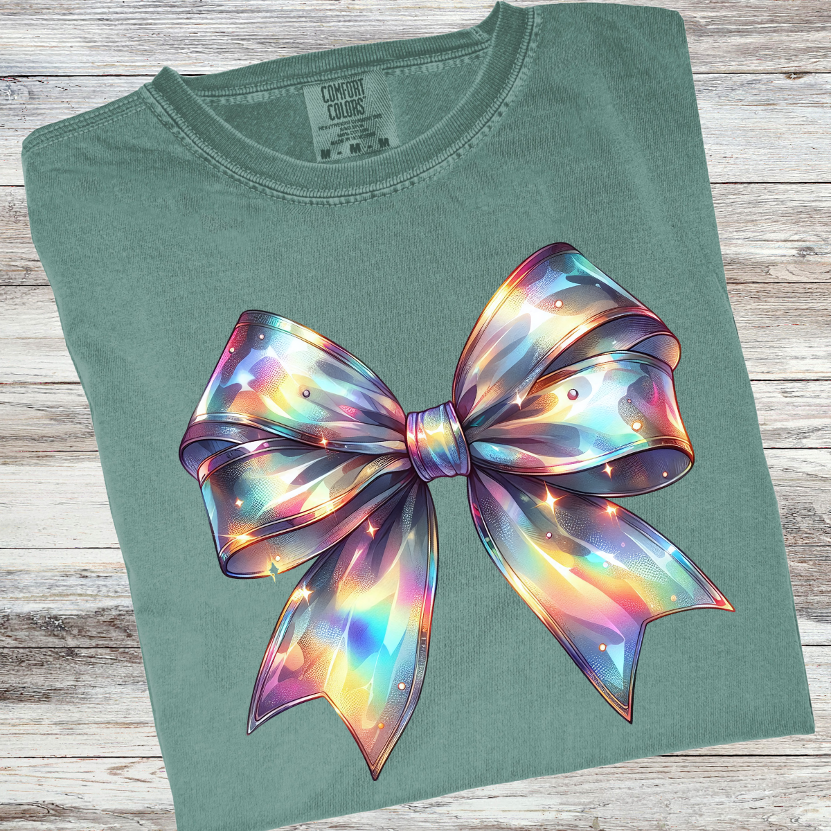 Iridescent Bow Comfort Colors® Christmas Shirt