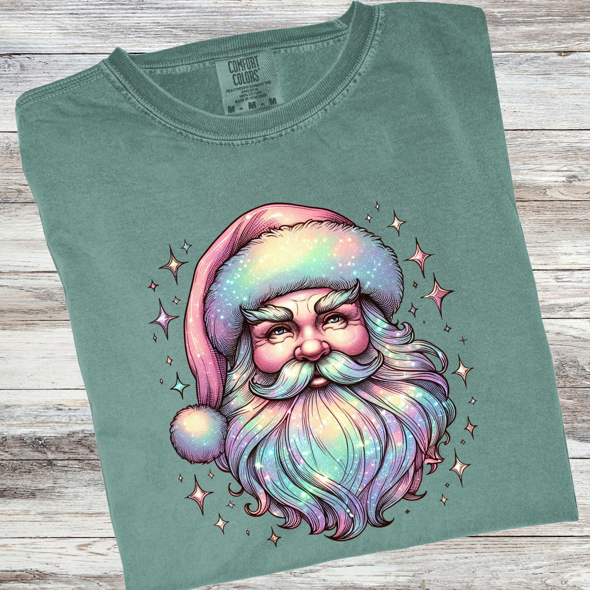 Iridescent Santa Comfort Colors® Christmas Shirt