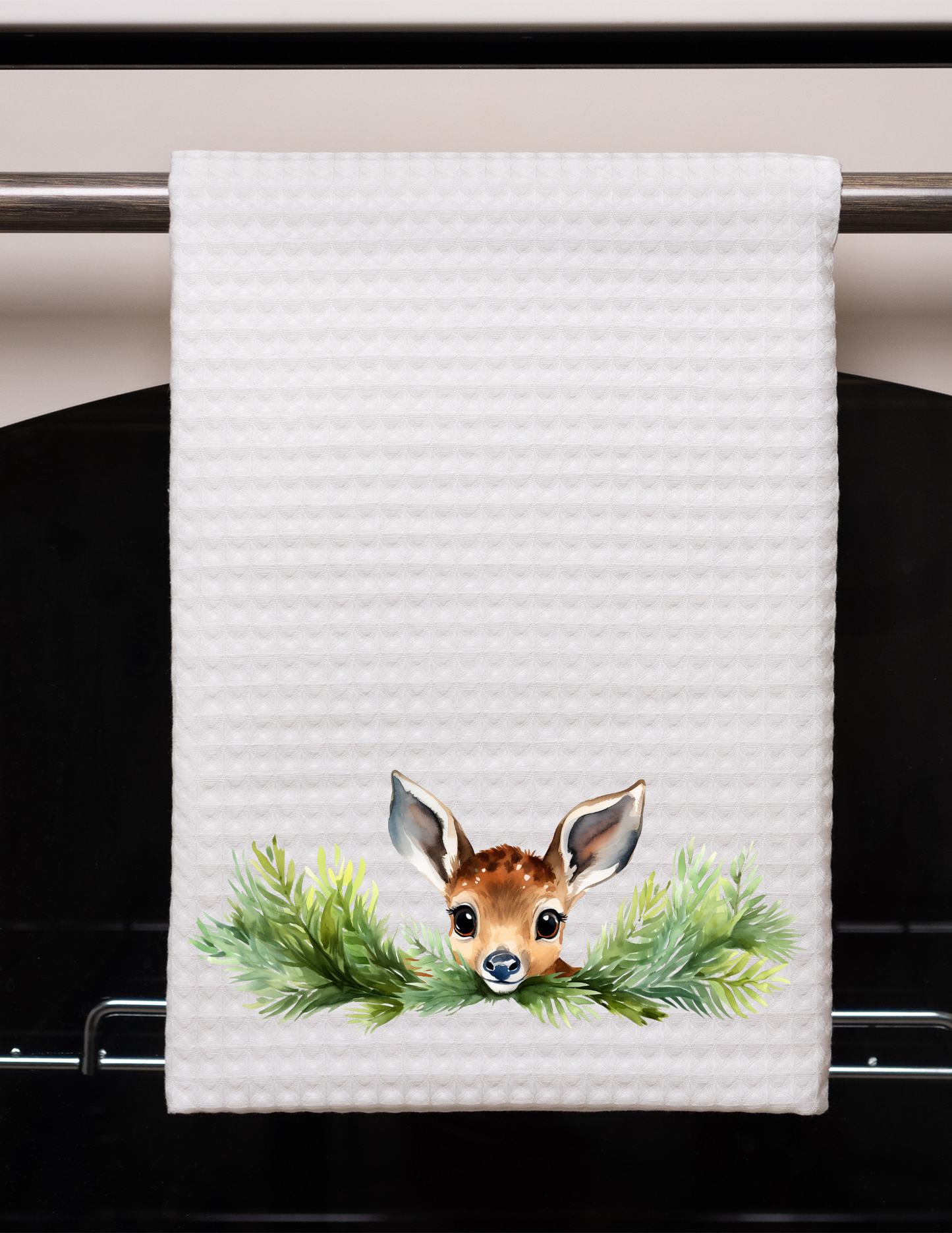 Peeking Deer Waffle Weave Towel