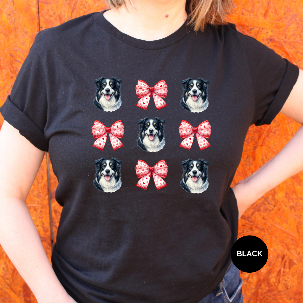 Australian Shepard with Valentine Coquette Bows Dog Shirt