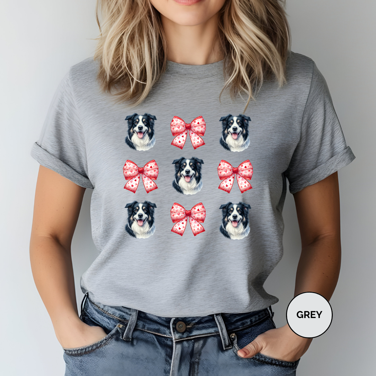 Australian Shepard with Valentine Coquette Bows Dog Shirt