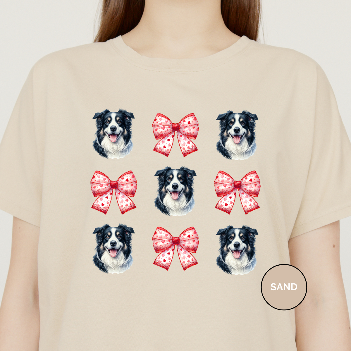 Australian Shepard with Valentine Coquette Bows Dog Shirt