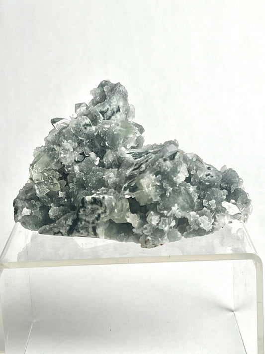 Apophyllite on Blue Chalcedony