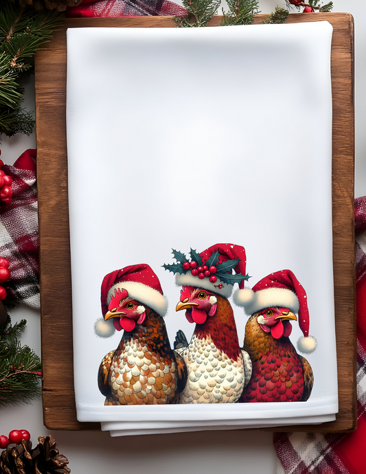 Clucking Christmas Plush Waffle Kitchen Towel