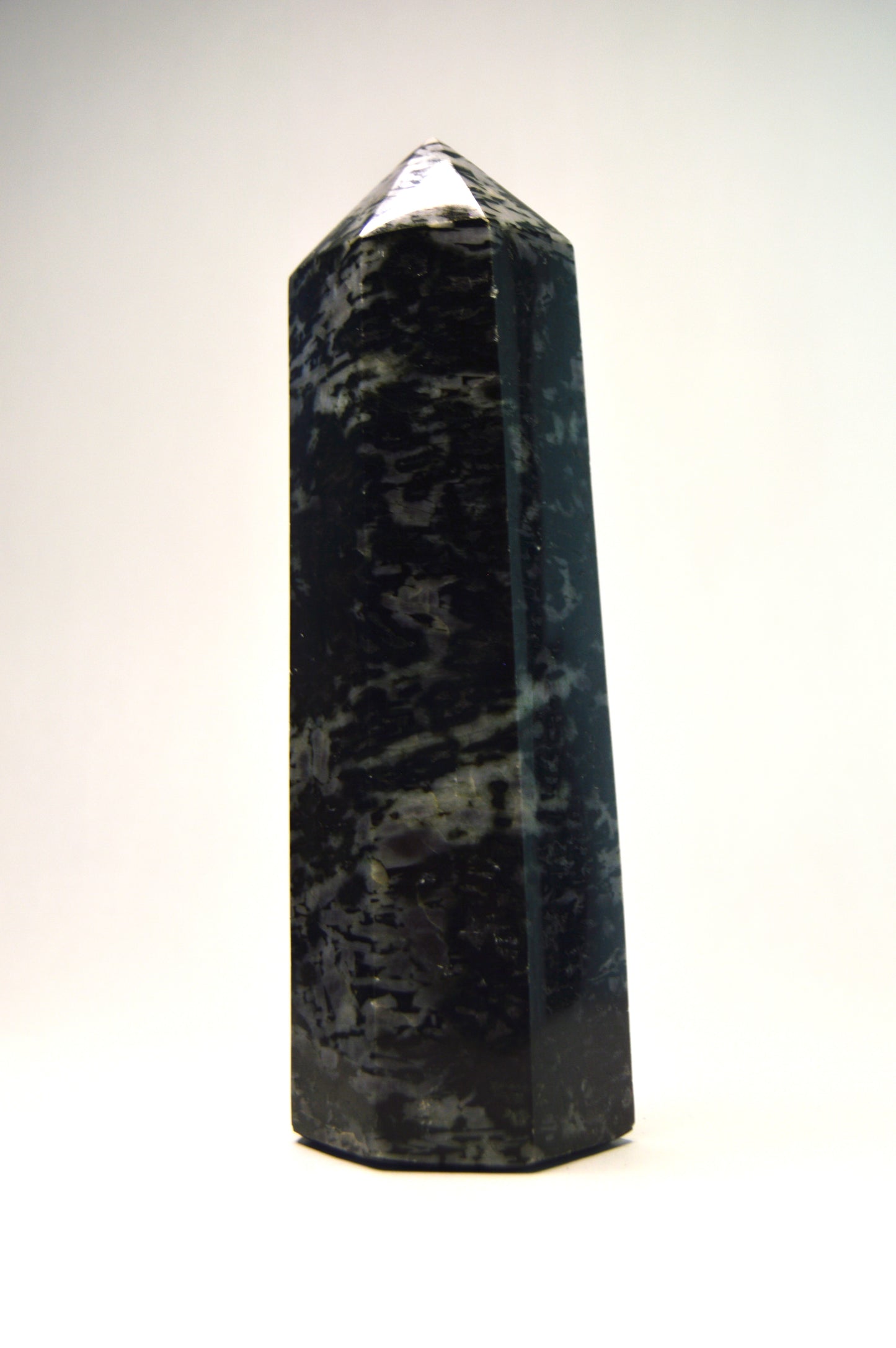 Indigo Gabbro Crystal Obelisk Tower