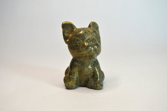 Frenchie Dog Pyrite Carving