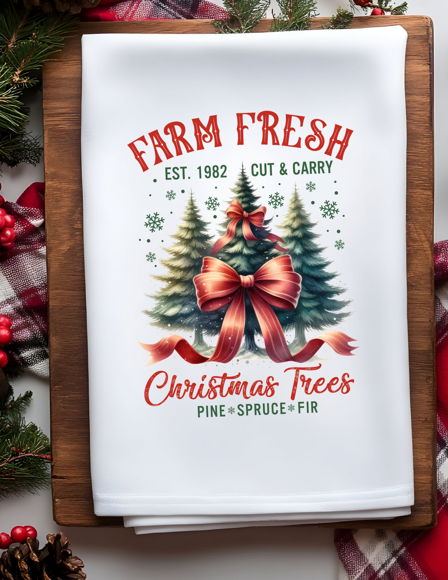 Farm Fresh Trees Plush Waffle Kitchen Towel