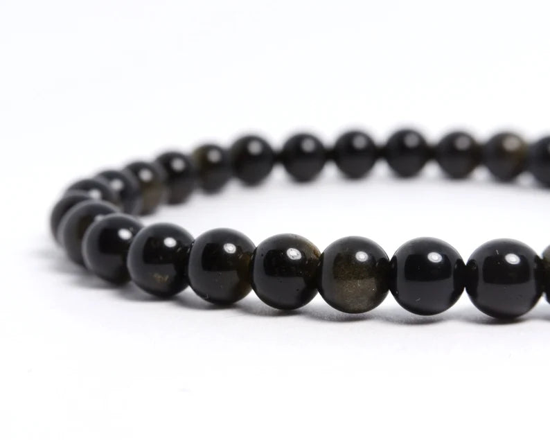 Gold Obsidian Crystal Healing Stretch Bracelet