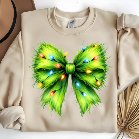 Grinch Bow Christmas Sweatshirt