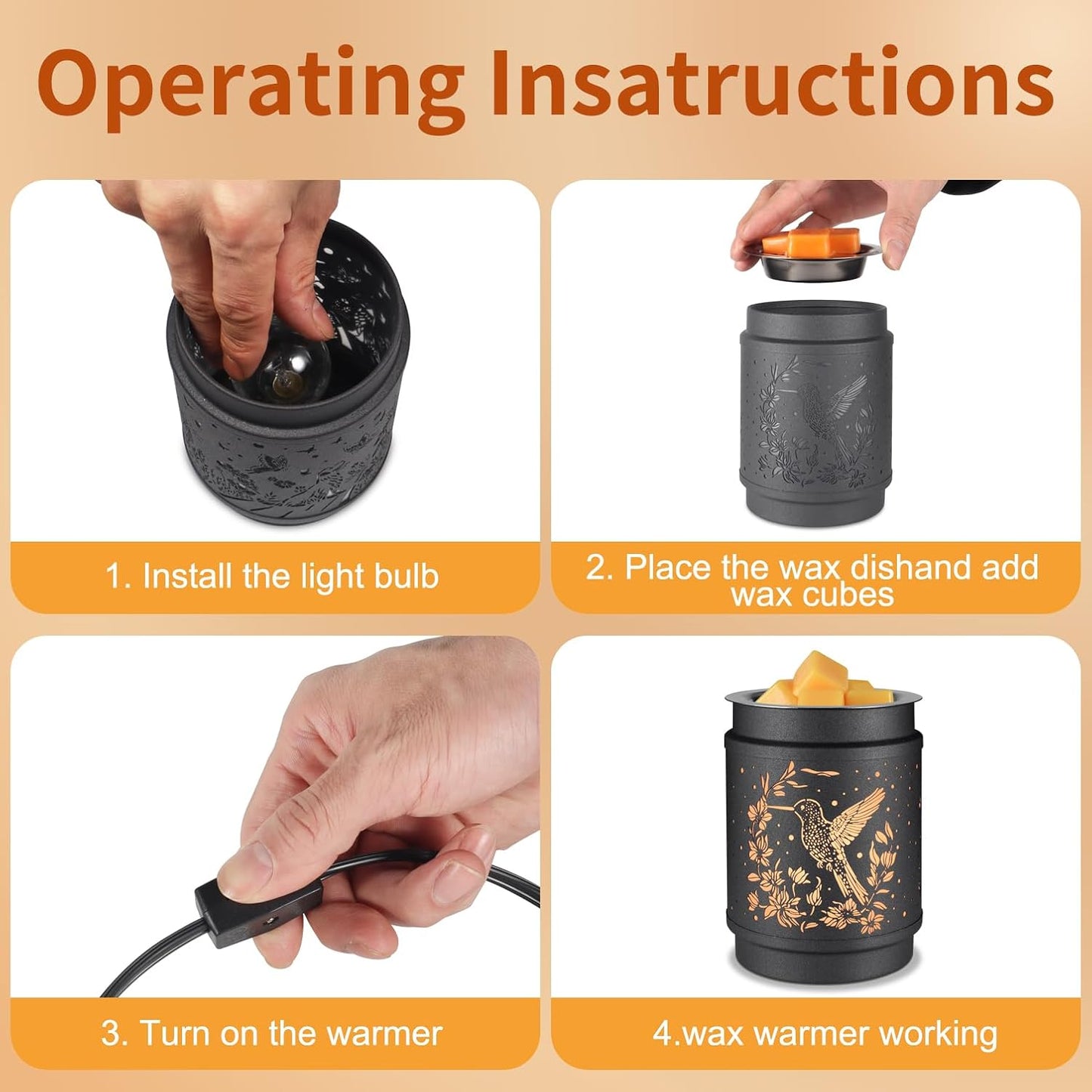 Hummingbird Metal Wax Melt Warmer