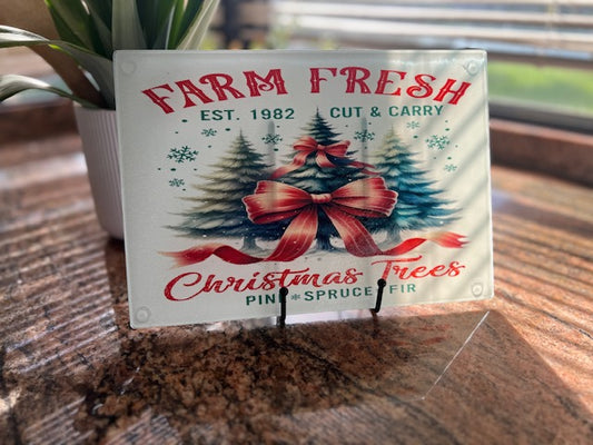 Glass Cutting Board - Farm Fresh Christmas Trees