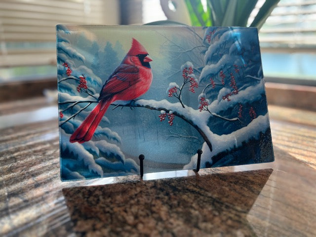 Glass Cutting Board - Two Cardinal Loves