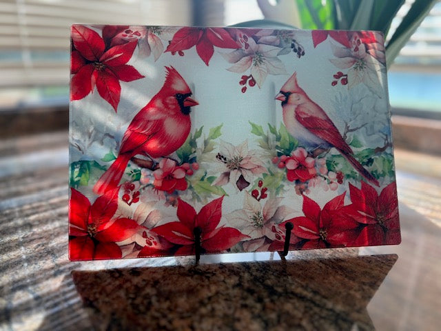 Glass Cutting Board - Two Cardinal Loves