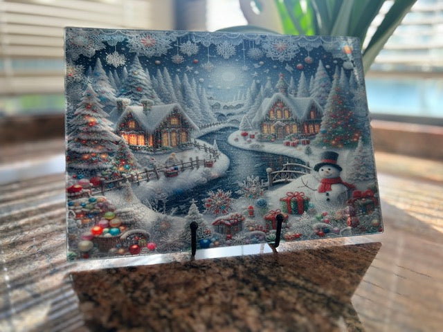 Glass Cutting Board - Frosty's Magical Village